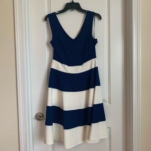 Navy and white A-Line dress